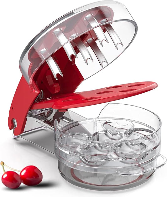 Cherry Pitter - UCMORX Multi Cherries Corer Stainless Steel Pitter Tool with Labor-Saving Design Safe Lock Design for Making Cherry Jam - 6 Cherries