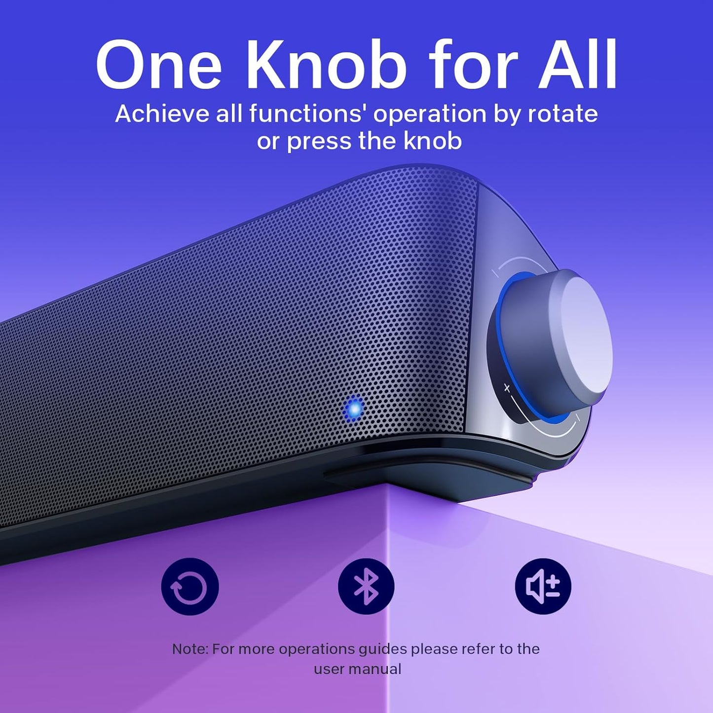 Computer Speakers, HiFi Sound Quality Computer Sound Bar, USB Powered PC Speakers, Bluetooth 5.0 and 3.5mm Aux-in Computer Speakers for Desktop, Laptops, PCs, Phones, Tablets, Xbox, Gaming Speakers