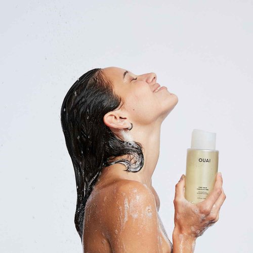 OUAI Fine Shampoo + Refill Bundle - Volumizing Shampoo with Keratin, Biotin & Chia Seed Oil for Fine Hair - Delivers Clean, Weightless Body - Sulfate Free Hair Care (2 Count, 10 Oz/32 Oz)