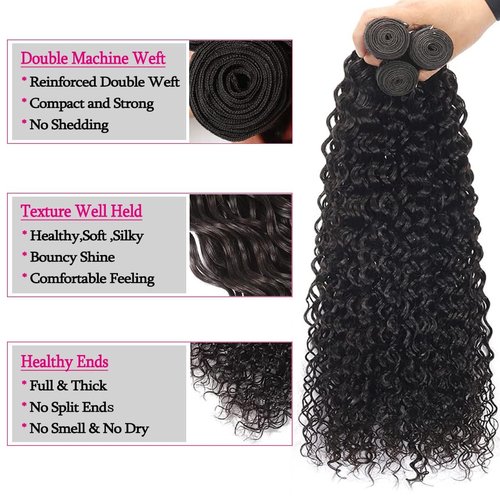 Giginger Bundles Human Hair 22 24 26 Inch Water Wave Brazilian Virgin Curly Human Hair Bundles Unprocessed Quick Weave Soft Sewn In Hair Extensions for Black Women