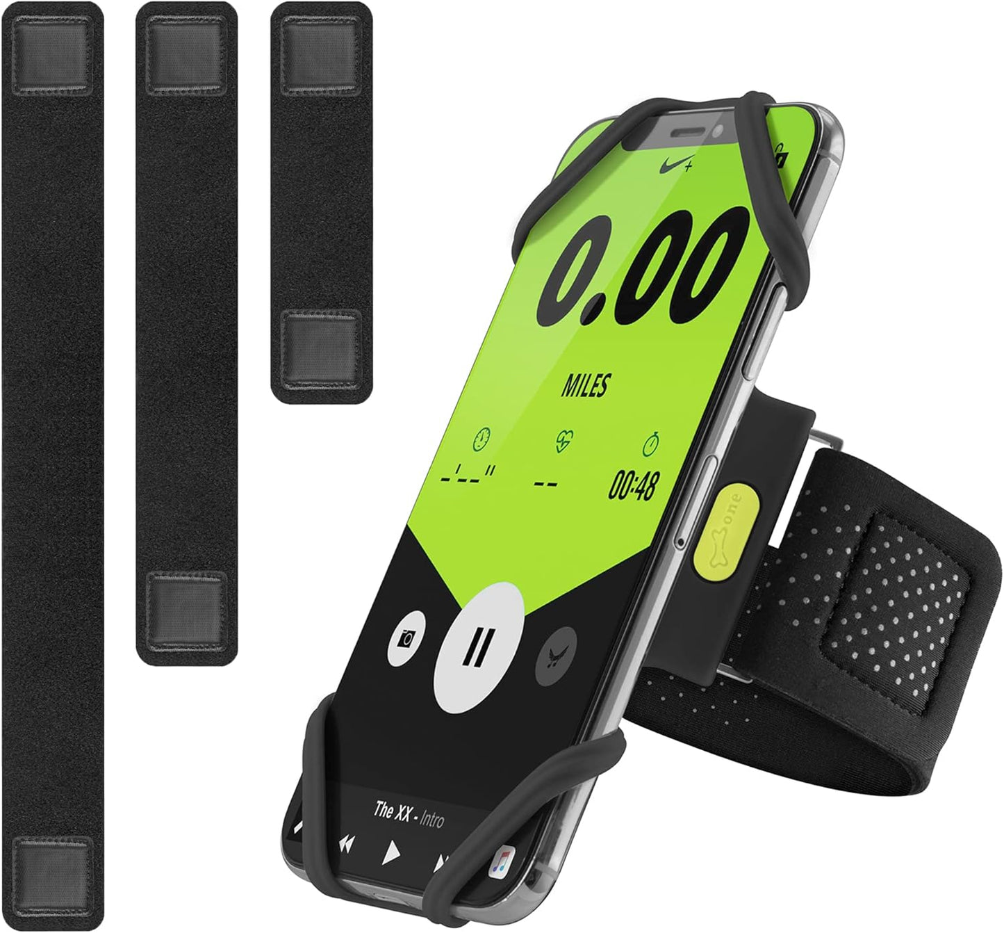 【Bone】 Run Tie Running Armband Phone Holder, Cell Phone Arm Band for iPhone 14 13 12 11 Pro Max Mini XS XR X 8 7 6 Plus Samsung Galaxy S10 S9 Smartphone (Combo Set/Black/ 6.3-7.5"+ 7.9-9.8""+ 9.8-14"")"