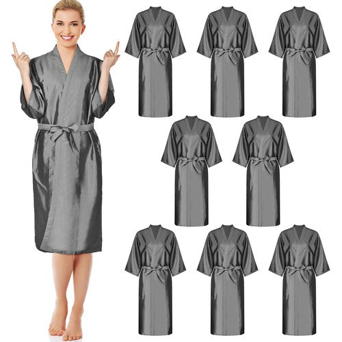 Leumoi 8 Pcs Salon Robes Hair Cape Salon Client Gown Robes Cape with Pockets for Clients Women (Gray)