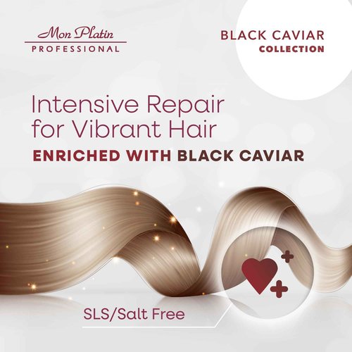 Mon Platin Professional Hair Conditioning Mask, Black Caviar Total Repair, 500ML, For Straightened Hair, Intensive Recovery, Deep Conditioning, SLS/Salt Free