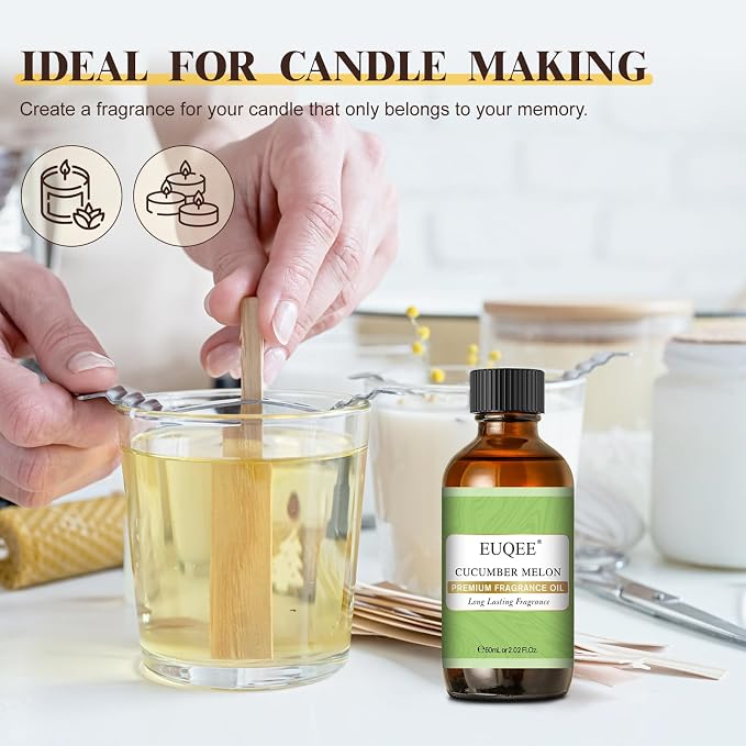 EUQEE Cucumber Melon Fragrance Oil, Premium Cucumber Melon Essential Oil 2.02 Fl oz/ 60ml with Glass Dropper for Diffuser, DIY Soap, Candle Making