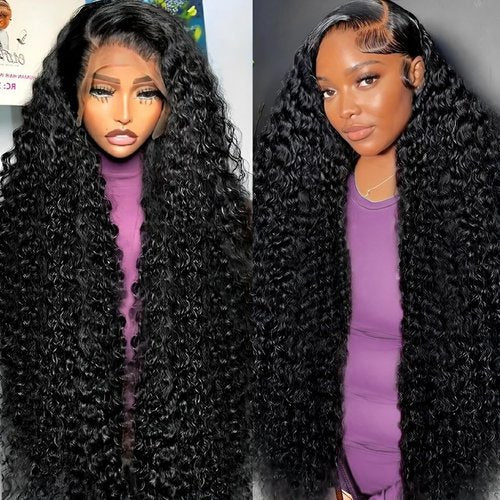 Tholap 16 Inch 13x6 Deep Wave Lace Front Wigs Human Hair 200 Density 13x6 HD Lace Front Wigs Human Hair Pre Plucked Deep Curly Glueless Wig 100% Virgin Human Hair Lace Front Wigs for Women