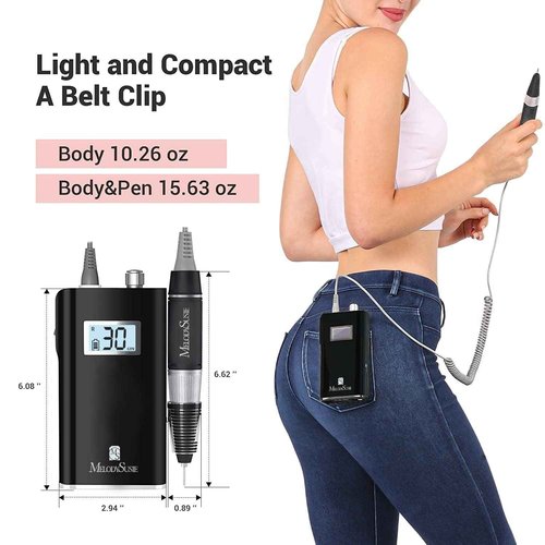 MelodySusie Professional Rechargeable 30000 RPM Nail Drill SC320H with Nail Drill Machine Holder