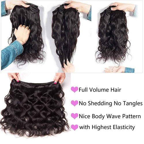 12A Human Hair Bundles 18 20 22 24 Inch Body Wave Bundles Human Hair 100% Unprocessed Brazilian Virgin Hair Body Wave 4 bundles Deals Human Hair Extensions Quick Weave for Women Natural Black