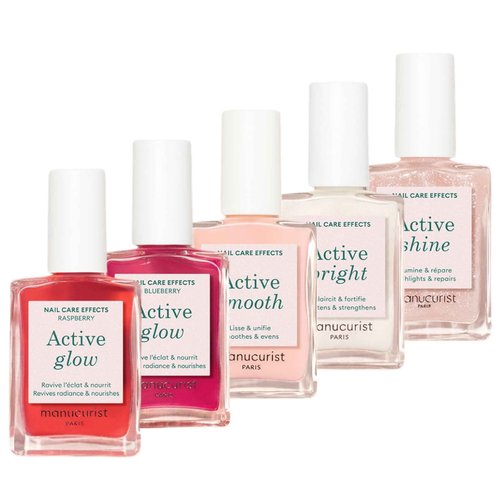Manucurist Rainbow Active™ Full Range 5-Pack Gift Set - Nail Care & Polish Set - No Lamp - 5 Treatment Nail Polish : Glow Raspberry, Glow Blueberry, Shine, Smooth, Bright - Christmas Gifts for Women