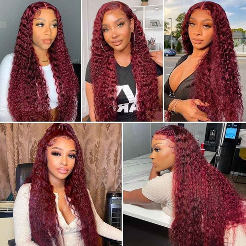 Giginger Bundles Human Hair Burgundy 99J Deep Wave Human Hair Bundles 22 24 26 inch Wine Red Unprocessed Quick Weave Soft Sewn In Hair Extensions for Black Women
