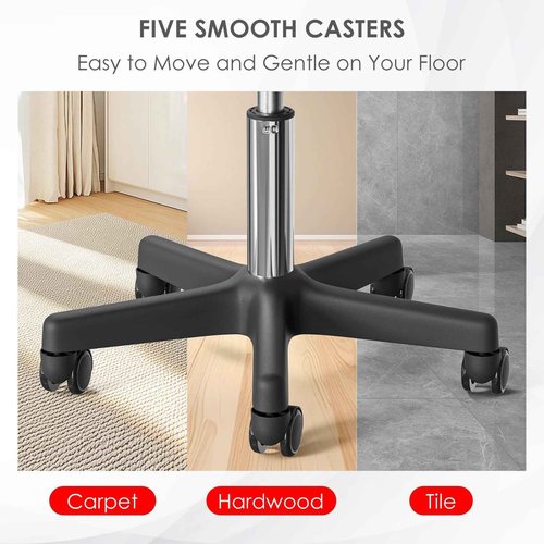 CLORIS Round Rolling Stool Hold up to 400 LBS Height Adjustable Swivel Chair Nylon Feet with Wheels for Spa, Massage, Salon, Home, Office, Medical, Tatoo, Bar Black