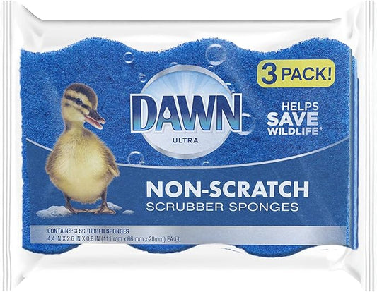 Dawn Non-Scratch Kitchen Dish Sponges, Blue (Pack of 3)