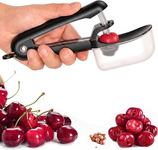 Cherry Pitter Tool Cherries Pitter Stainless Steel Rod for Making Cherry Jam with Lock Design(Black)