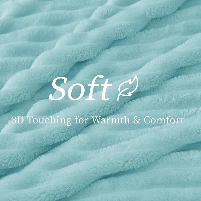 BEDELITE Twin Blanket for Couch & Bed, 300GSM Soft & Warm Fleece Blanket, Decorative and Giftable Striped Cloud Blue Blankets for Women, Men, 60"x80"