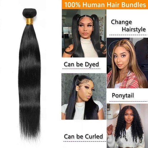 Kareenma Straight Bundles Human Hair 16 18 20 22 Inches 100% Unprocessed Brazilian Virgin Hair Straight Weave Human Hair Bundles 4 Bundles Human Hair Extensions