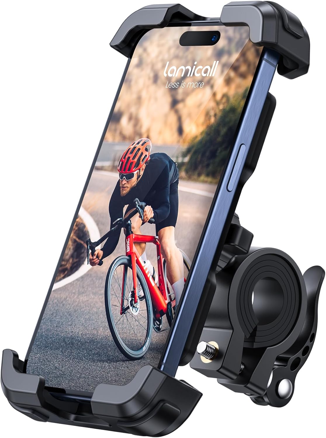 Lamicall Bike Phone Mount Holder - Motorcycle Phone Mount, Adjustable Cell Phone Holder, Bicycle Scooter Handlebar Cradle Clip for iPhone 16 Pro Max/Plus, iPhone 15 Plus, iPhone 14 and 4.7-6.8" Phone"