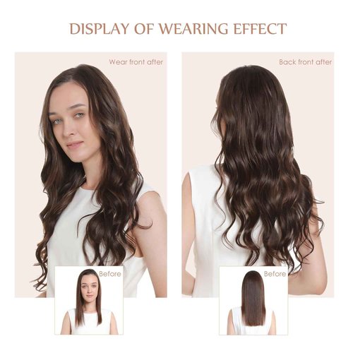 Sisily Clip in Hair Extensions Real Human Hair, 20 inch 160g, Medium Light Brown, 100% Brazilian Remy Human Hair Clip in Extensions Soft Straight 7pcs Per Set with 16 Clips Double Weft