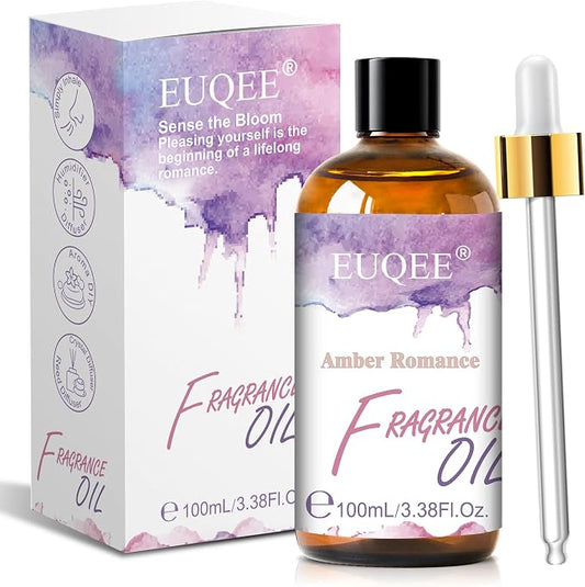 EUQEE Amber Romance Fragrance Oil, 100ml/3.38 Fl Oz Essential Oil for Home, Long Lasting Aromatherapy Oil for Diffuser, Candle Making, Soap Making, Laundry, Home Fragrance Gift
