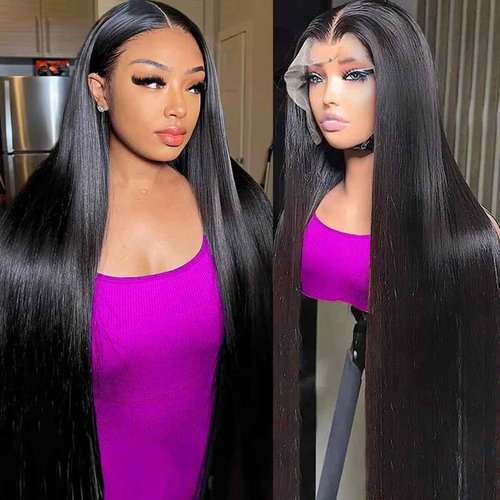 13x6 Straight Lace Front Wig Human Hair 220% Density HD Transparent Lace Front Wigs for Women 30 Inch Lace Wigs Brazilian Virgin Real Human Hair