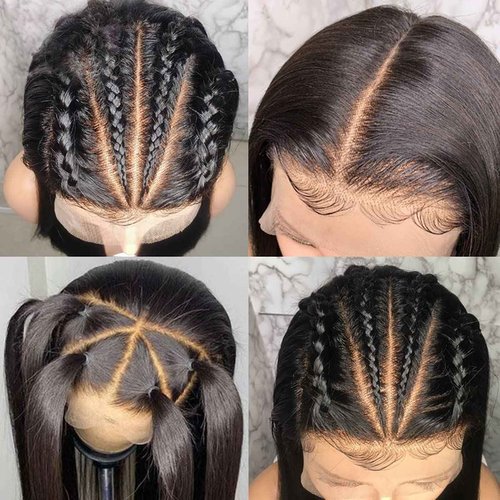 JUBOTIN 30 Inch Straight Lace Front Wig Human Hair 13x6 Straight HD Lace Front Wigs Human Hair Wigs for Women Pre Plucked 180% Density Straight Lace Frontal Wigs Human Hair Natural Black