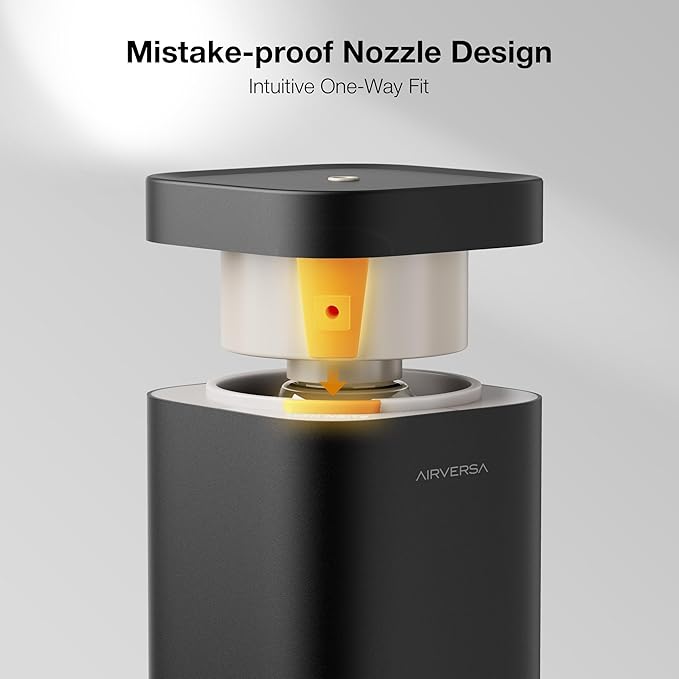 Airversa Waterless Diffuser, Smart Tower Diffuser with App Control, Cold Air Scent Diffuser Oil Machine for Homes Offices Hotels, 300mL Capacity, Up to 1500 sq ft, DC-12V/1A Plug, RDX Black Kit