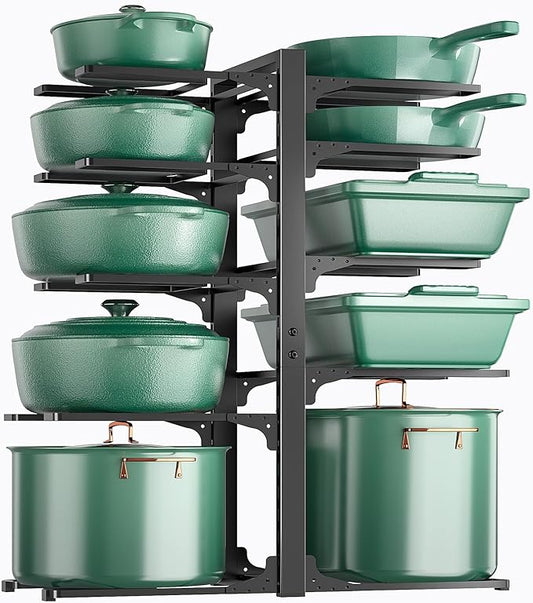 ORDORA Pots and Pans Organizer under Cabinet 23.62" Height, 10-Tier Kitchen Cabinet Organizers and Storage, Heavy Duty Pots and Pan Storage Rack Organizer inside Cabinet, Adjustable Pot Rack