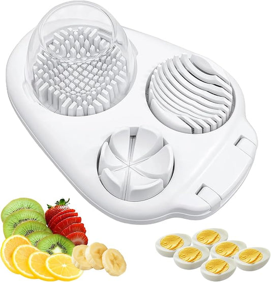 3 in 1 Egg Slicer, Stainless Steel Multipurpose Egg Cutter, Multi-function Kitchen Chopper Tool for Strawberry, Mushroom, Grape, Cherry Tomato, Easy to Clean Kitchen Cutter
