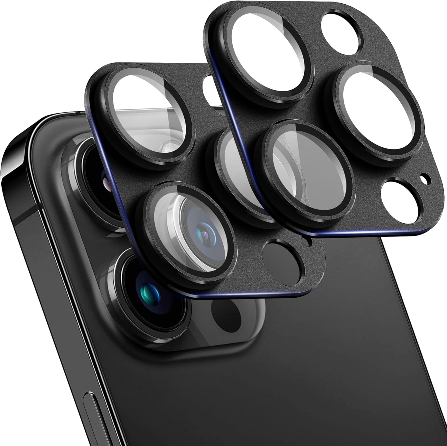 2 Pack Camera Lens Protector for iPhone 13 Pro/iPhone 13 Pro Max,[Not Easy to Breakn ] AR Tempered Glass Strong Adsorption Metal Camera Cover Screen-black