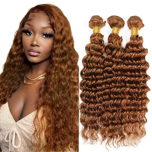 Condescension Human Hair Bundles 24 26 28 Inch Blonde Light Brown Deep Wave Bundles Human Hair Unprocessed Brazilian Virgin Quick Weave Hair for Black Women