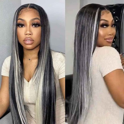 Habiliana Bundles Human Hair 22 24 26 Inch Straight P1B/GREY Human Hair Bundles 11A Unprocessed Brazilian Virgin Quick Weave Hair Extensions for Black Women