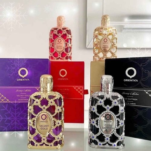 Orientica Luxury Collection Amber Rouge Eau De Parfum – Woody, Amber, Saffron, Praline, Jasmine, Orange, Oak Moss, Seaweed – Arabic Perfume for Men & Women – 2.7oz / 80ml