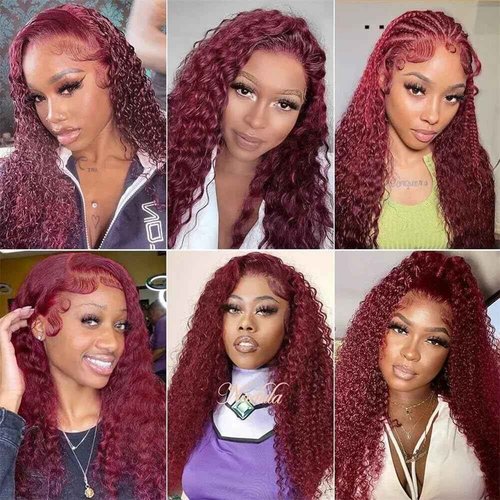 Condescension Human Hair Bundles Burgundy 99J Jerry Curly 24 26 28 Inch Bundles Human Hair 100% Unprocessed Burgundy Soft Sewn In Hair with Double Weft for Black Women