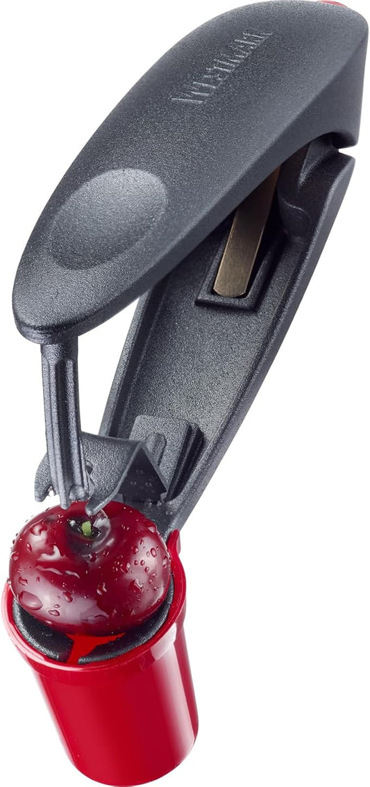 Westmark Cherry Pitter Tool “Kerni” Black Edition – Award-Winning Cherry Stoner, Heavy-Duty Aluminum Cherry Pit Remover, Ergonomic Seed Remover for Fresh Cherries, Dishwasher Safe, Special Coating