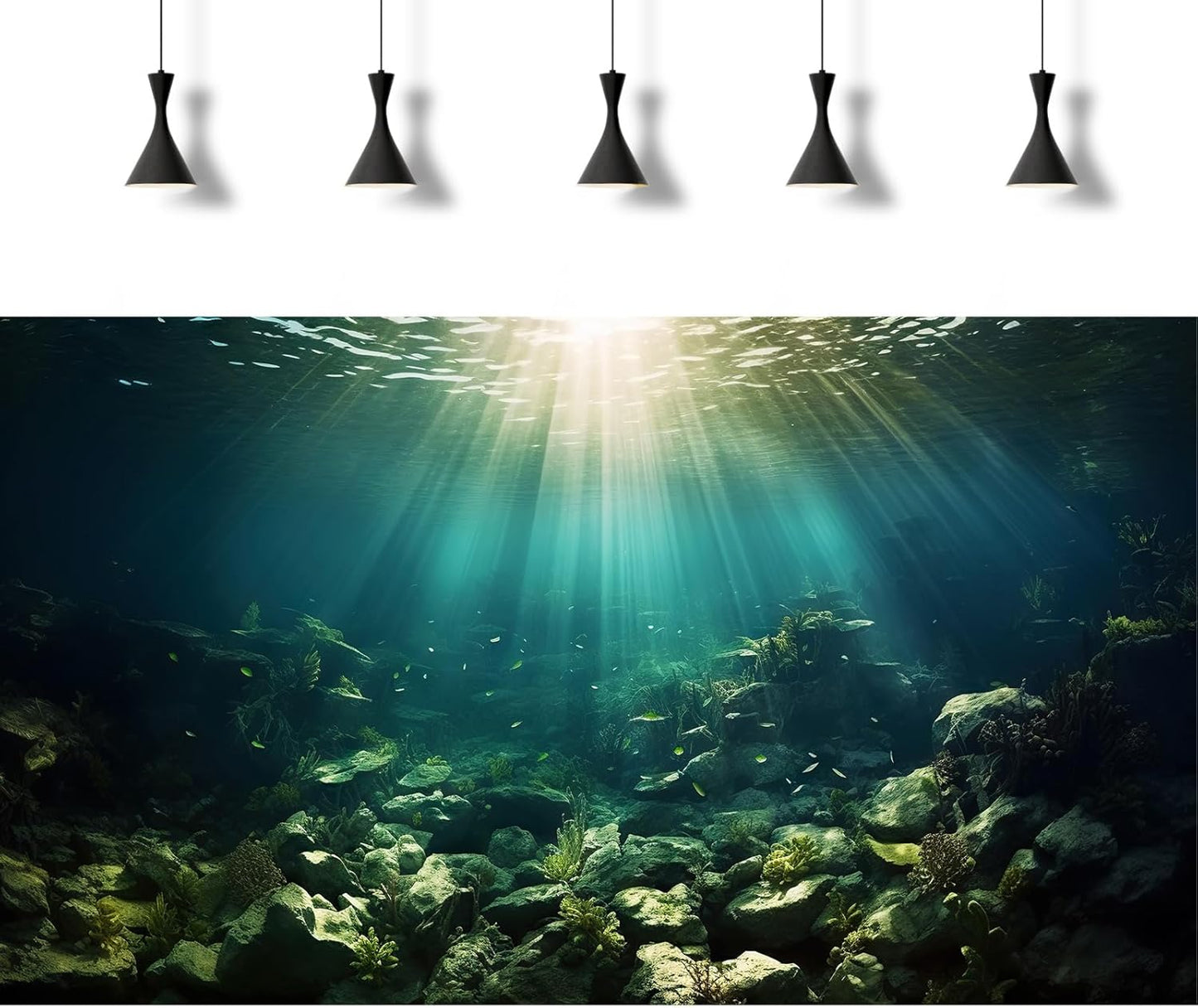 Deep Ocean Aquarium Background Under The Sea Fish Tank Background Underwater World Terrarium Backgrounds Ocean Floor Rock Aquatic Plants Aquarium Backdrop for Fish Tank Backgrounds Decors 48x20in