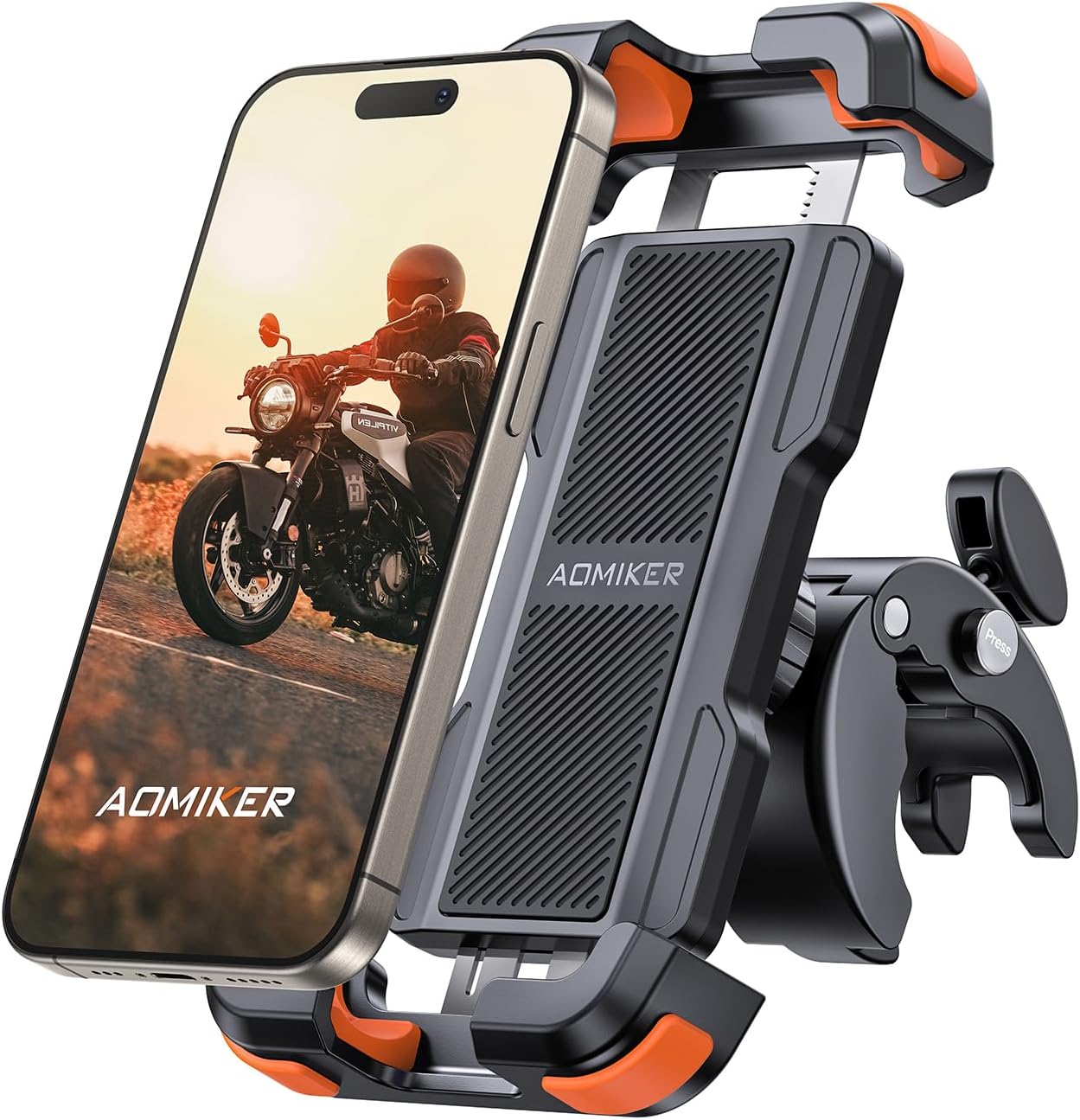 Bike Motorcycle Phone Holder Mount - [2025 Quick Release] Bike Phone Holder Handlebar Clamp, Bicycle Scooter Phone Clip for iPhone 15 14 13 12 11 Pro Max Plus Mini, 4.7-6.8" Smartphone"