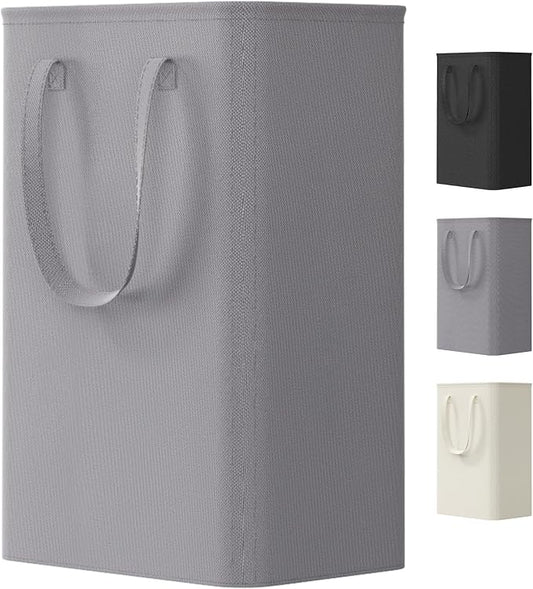 Lifewit Slim Laundry Hamper, Narrow Small Laundry Basket with Handle for Dirty Clothes, Collapsible Tall Thin Laundry Bin for Bathroom Bedroom Dorm College, 50L, Grey
