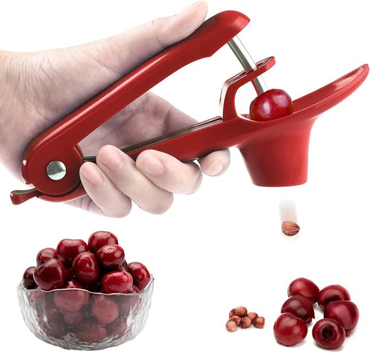 Cherry Pitter - Makmzoon Cherries Corer Cherry Remover Stainless Steel Cherry Pitter Tool for Making Cherry Jam(Red)