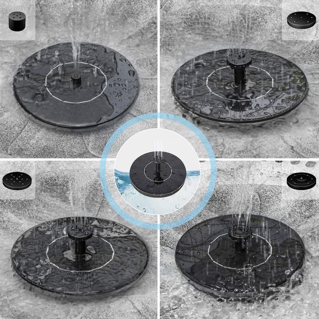 VIVOHOME Polyresin Antique Outdoor Golden Garden Bird Bath and Solar Powered Round Pond Fountain Combo Set