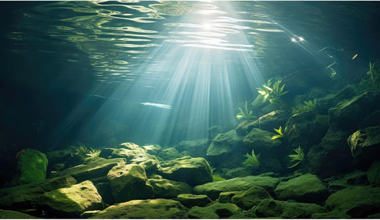Under The Sea Aquarium Background Aquatic Plants Deep Sea Fish Tank Background Underwater Sunray Rock Terrarium Backgrounds Deep Ocean Floor Tropical Fish Tank Backgrounds 48x18in