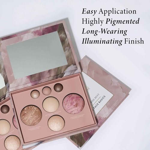 LAURA GELLER NEW YORK Baked Starter Kit - Full Coverage: Double Take Powder Foundation, Fair and Best of the Best Face Palette and Retractable Angled Kabuki Brush