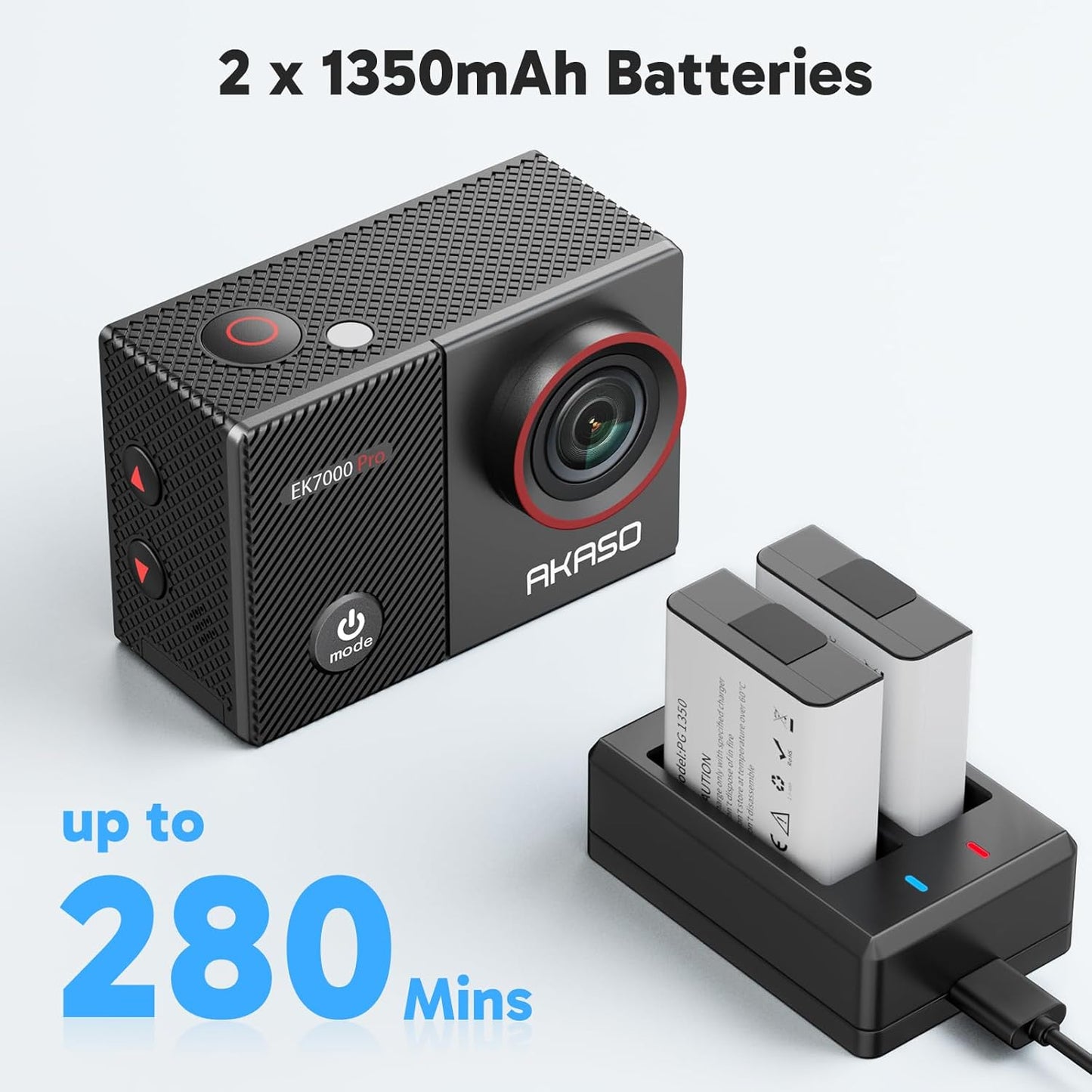 AKASO EK7000 Pro 4K30fps Action Camera with Touch Screen EIS 131ft Waterproof Underwater Camera Remote Control 5X Zoom with Helmet Accessories Kit (with 128GB MicroSD Card)