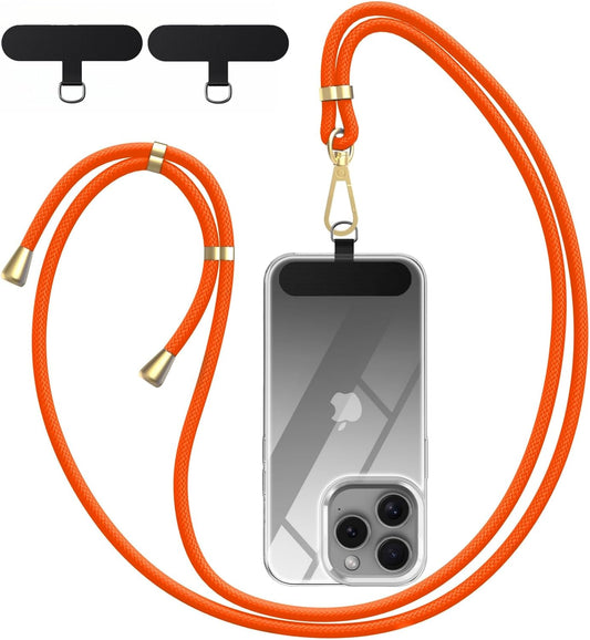 Crossbody Phone Lanyard Strap with 2 Pack Patchs, Adjustable Universal Nylon Neck Strap