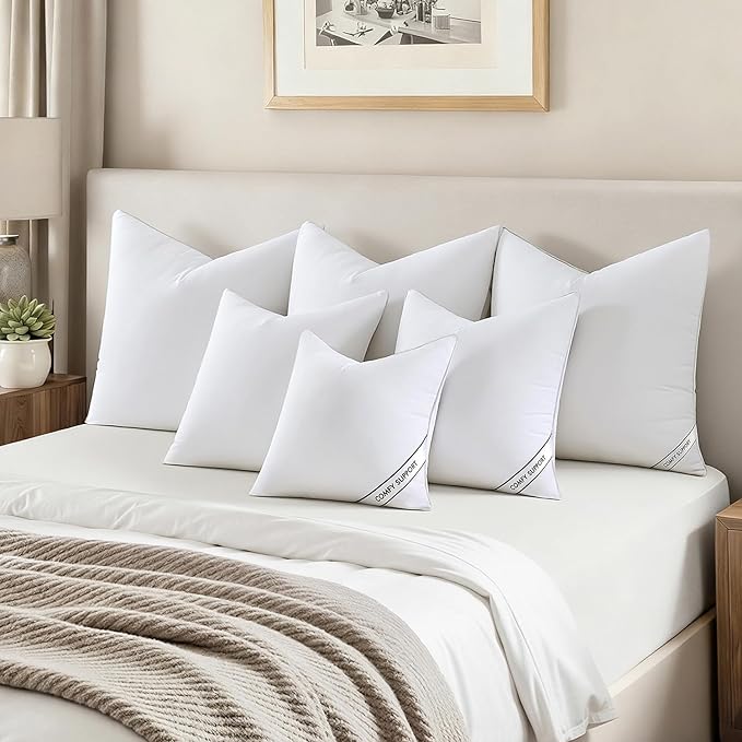 MIULEE 24x24 Inch Pillows Inserts, Pack of 2 Down Alternative Virgin Filling Comfy Support Throw Pillows for Sofa Couch Bed
