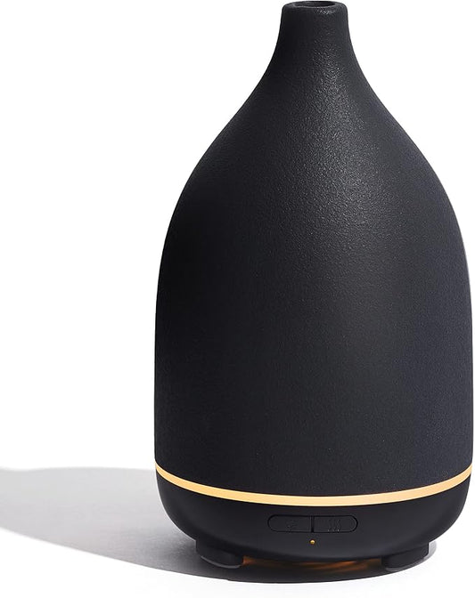 InnoGear Oil Diffuser, 150ML Ceramic Diffuser for Essential Oils Handcrafted Aromatherapy Diffuser Mother's Gift Ultrasonic Cool Mist Humidifier with 2 Mist Modes Waterless Auto Off for Home, Black