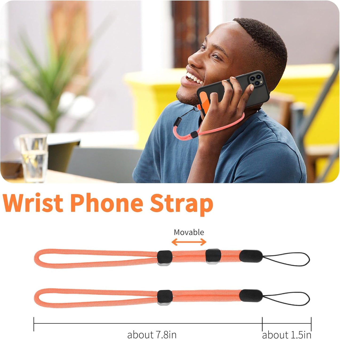 CACOE Cell Phone Lanyard Universal Crossbody Multifuctional Lanyard Compatible with Most Smartphones (Orange, 30"（Neck Strap×1）+8""（Wrist Strap×1）)"