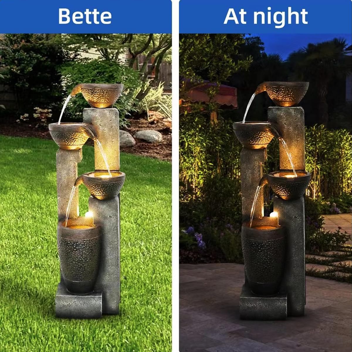 40''H 4-Tier Outdoor Garden Water Fountain Decor, Resin Fountain for Garden, Floor Patio, Deck, Porch, Backyard and Home Art Decor (40inch)