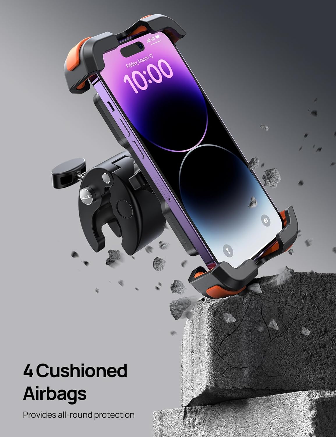 Bike Motorcycle Phone Holder Mount - [2025 Quick Release] Bike Phone Holder Handlebar Clamp, Bicycle Scooter Phone Clip for iPhone 15 14 13 12 11 Pro Max Plus Mini, 4.7-6.8" Smartphone"