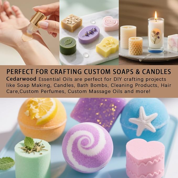 Cedarwood Essential Oil, Cedarwood Oil 4 Fl Oz 120ML for Diffuser Humidifier Yoga Cleaning DIY Candle Soap Making Essential Oils