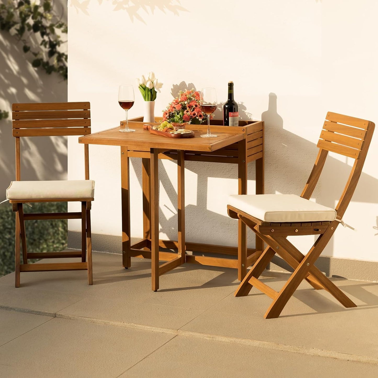 IDZO Flower Shelf Table Design Heavy Duty 400lbs Capacity Patio Bistro Set 3 Piece Outdoor