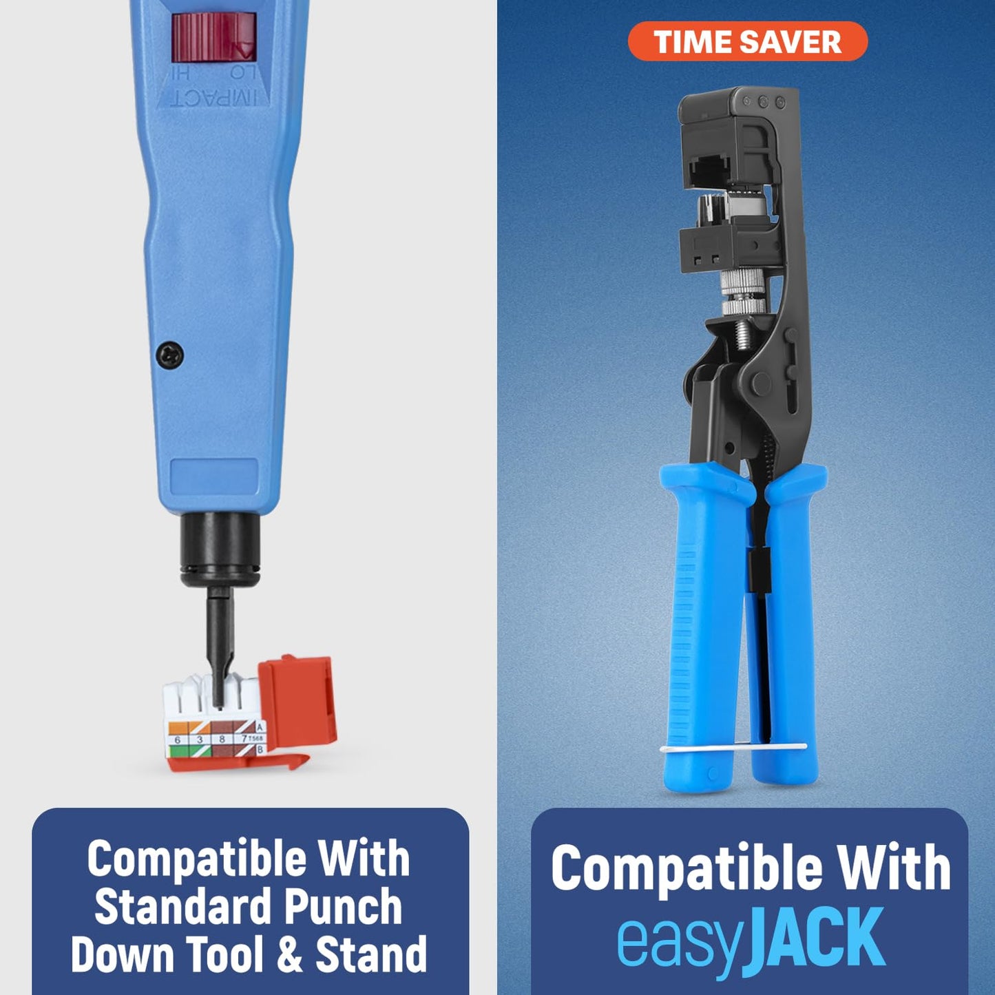 Everest 90° Angled RJ45 Cat5e Keystone Jacks 10-Pack in Orange - Slim Profile Female RJ45 Connectors - Cat 5e Keystone Jack - Compatible with 90° Angled Speed Termination Tool - easyJACK (B094WB91H3)