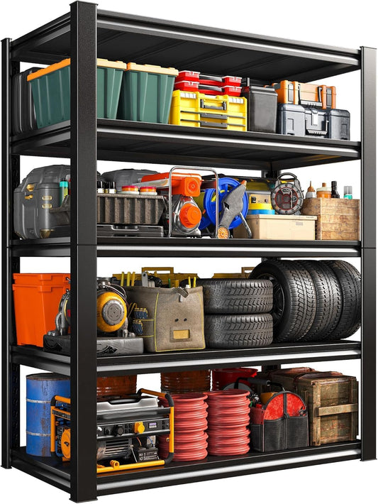 REIBII Garage Shelving Heavy Duty 2500LBS Storage Shelves 40" W Garage Shelves Heavy Duty Shelving Metal Shelves for Warehouse, Basement, Pantry, 40" W x 17.7" D x 72.2" H